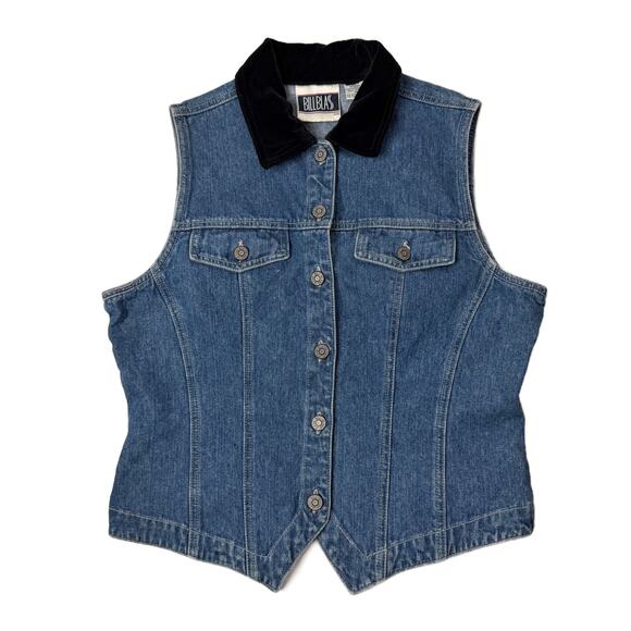 Vintage 90s Bill Blass Jeans Velvet Collar Denim Vest Womens size Medium - Picture 12 of 12